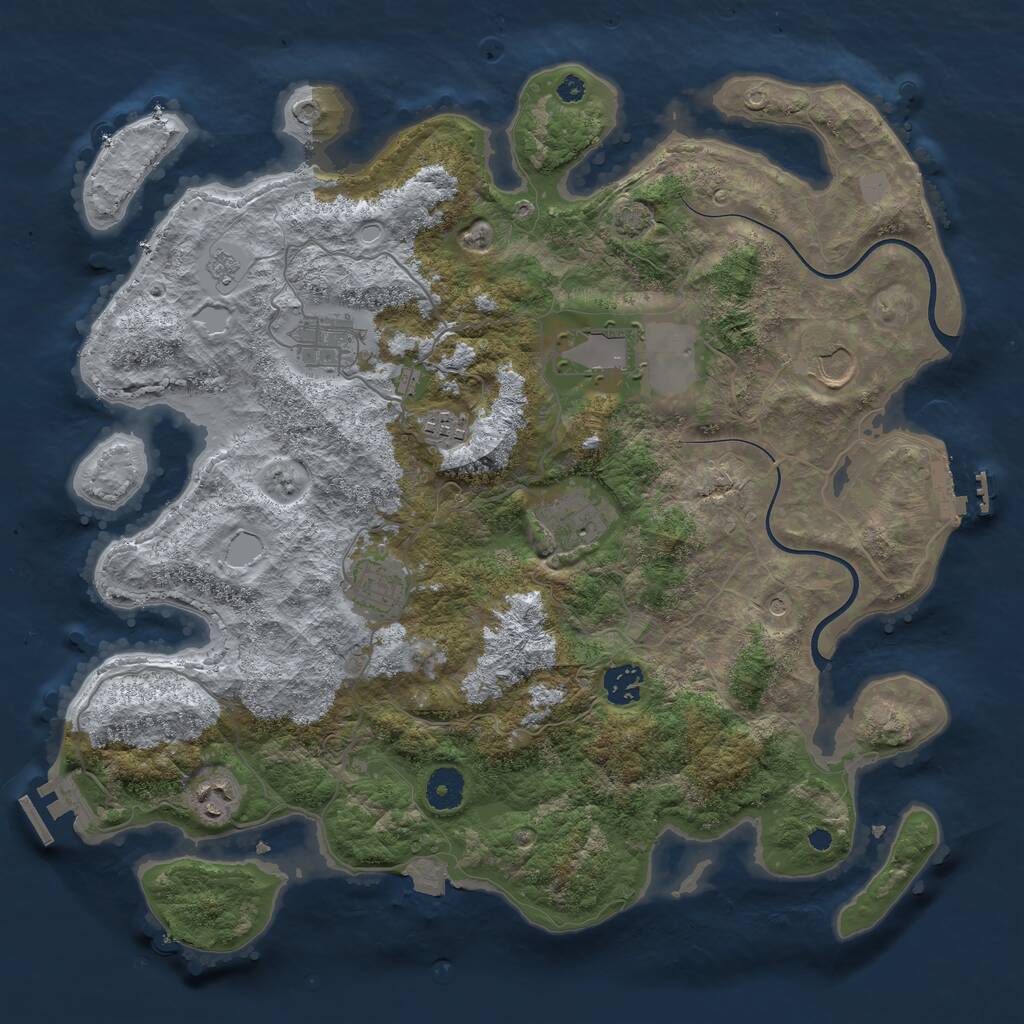 Rust Map: Procedural Map, Size: 3800, Seed: 302747777, 14 Monuments