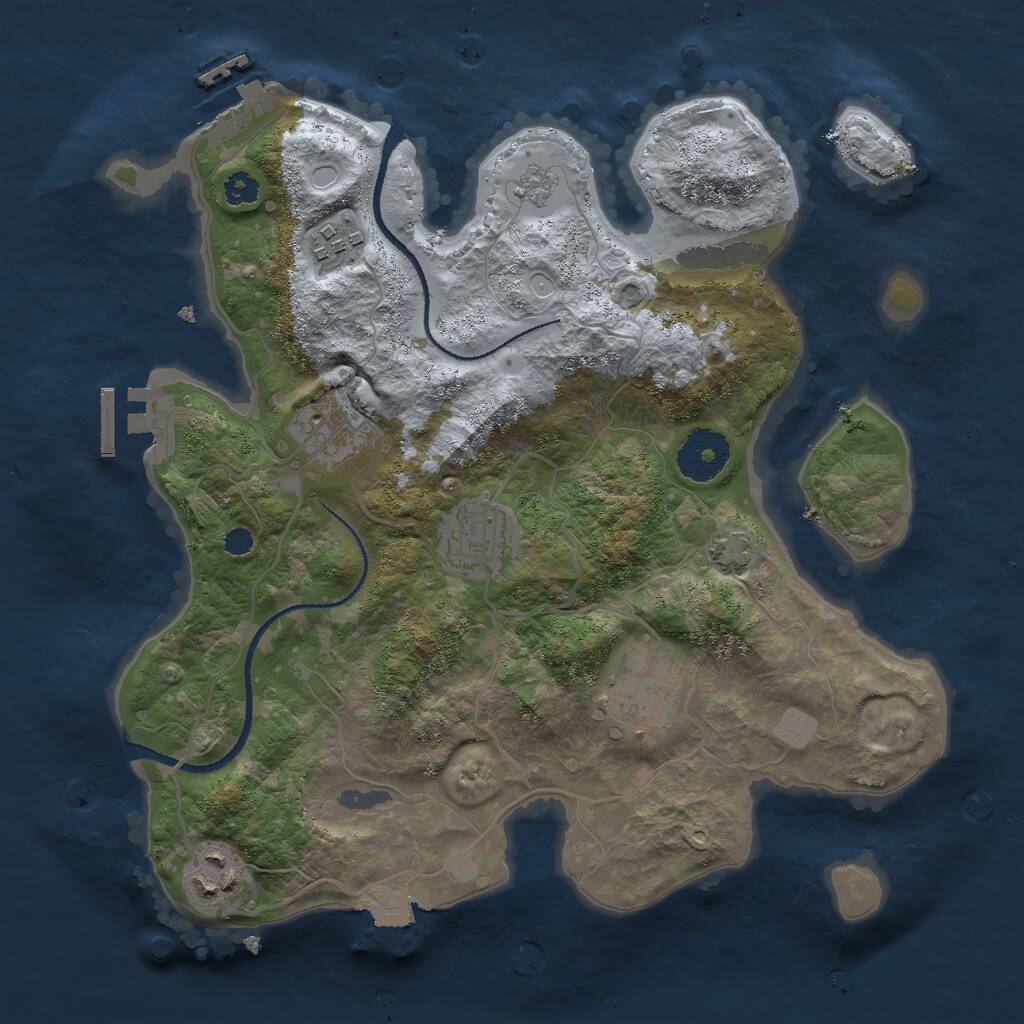 Rust Map: Procedural Map, Size: 3000, Seed: 1570498500, 10 Monuments