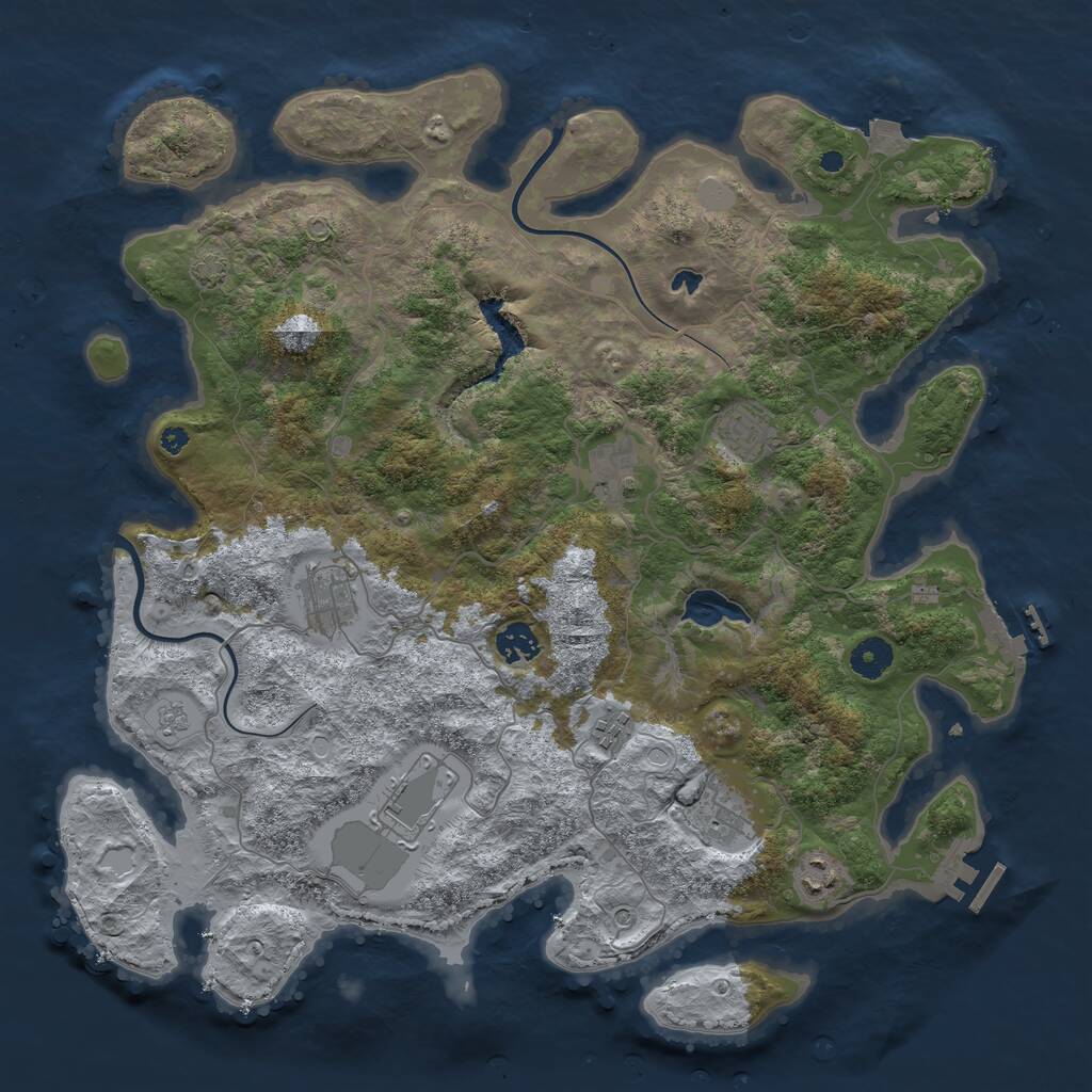 Rust Map: Procedural Map, Size: 4000, Seed: 55740610, 14 Monuments