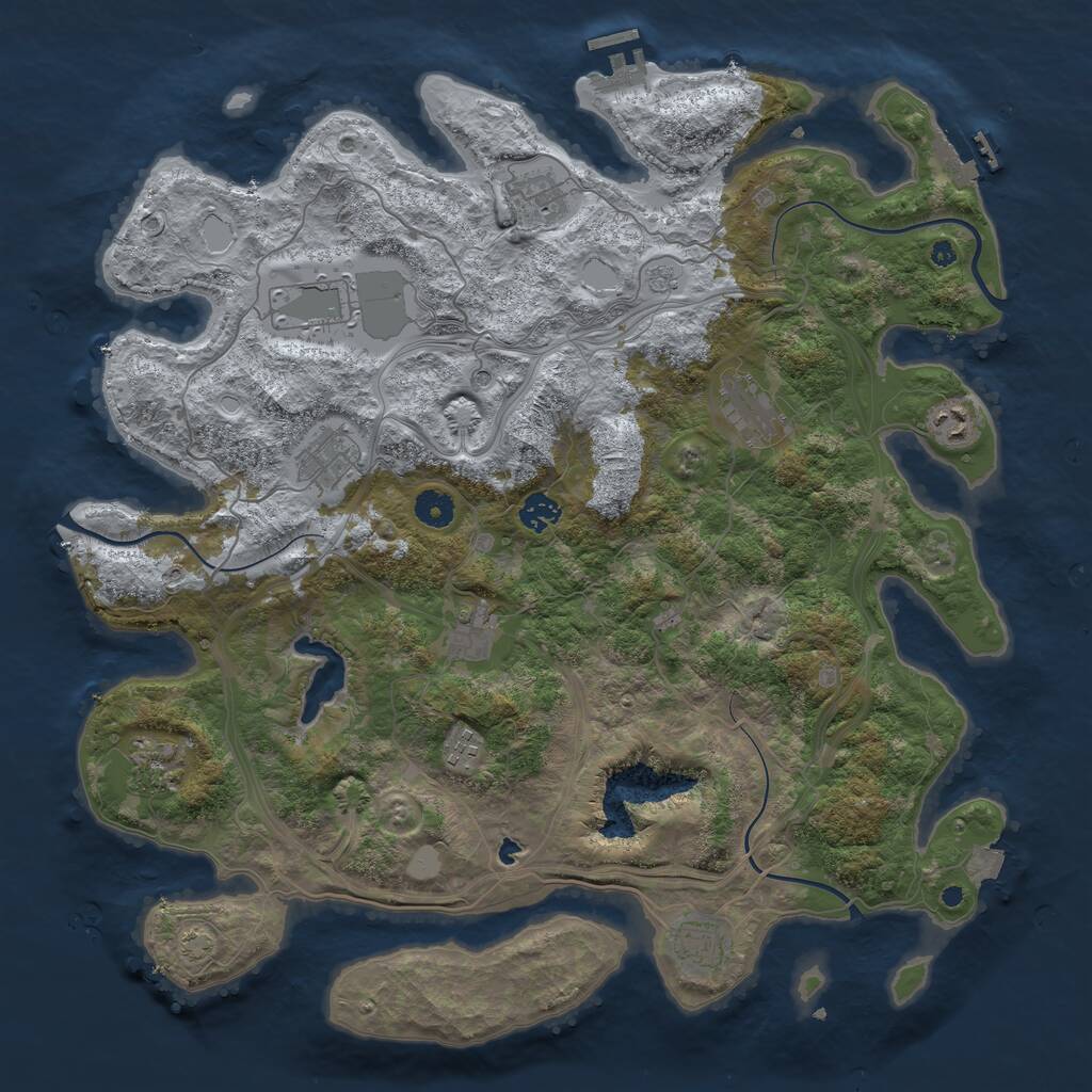 Rust Map: Procedural Map, Size: 4250, Seed: 809073306, 16 Monuments