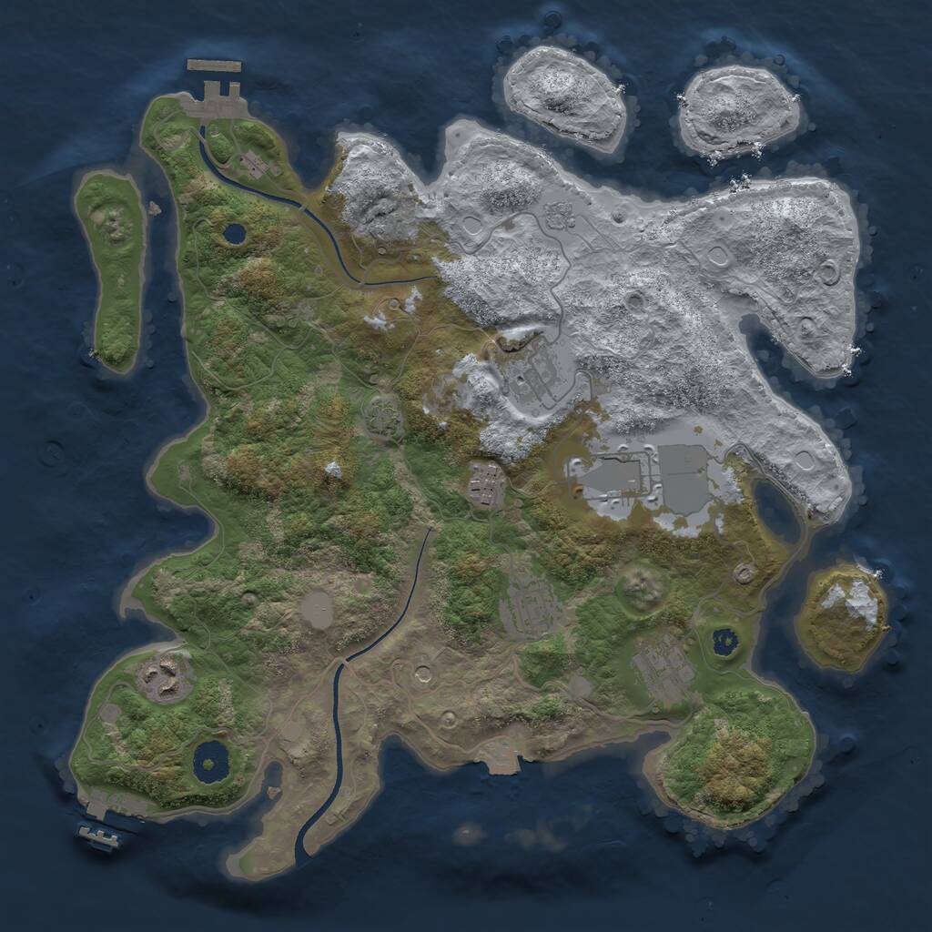 Rust Map: Procedural Map, Size: 3500, Seed: 1816770930, 12 Monuments