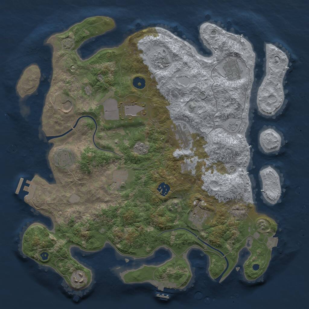 Rust Map: Procedural Map, Size: 3750, Seed: 1345239081, 17 Monuments