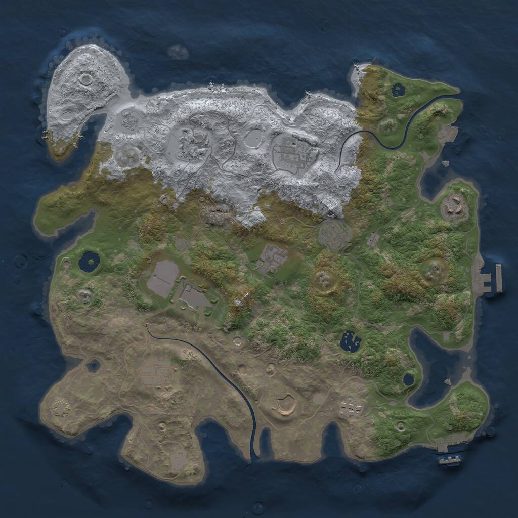 Rust Map: Procedural Map, Size: 3750, Seed: 254554418, 16 Monuments