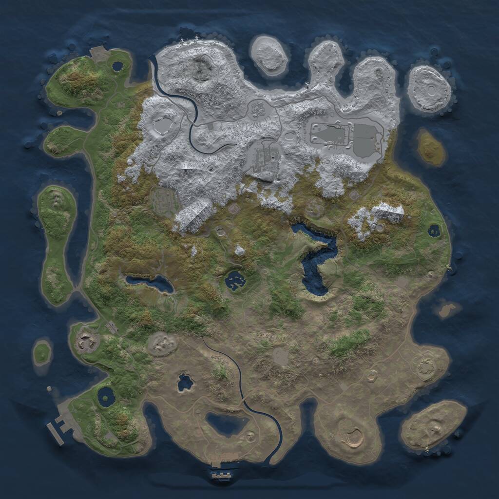 Rust Map: Procedural Map, Size: 4000, Seed: 821668342, 12 Monuments