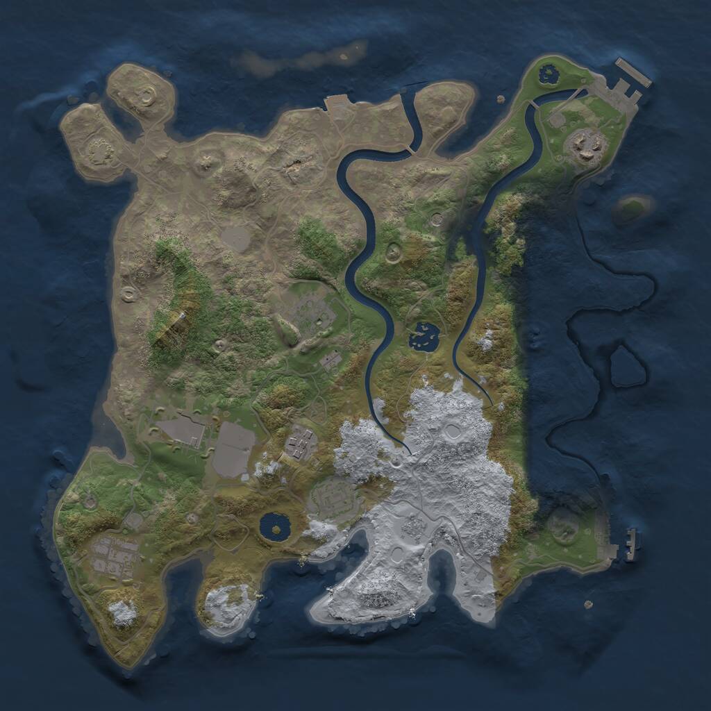 Rust Map: Procedural Map, Size: 3500, Seed: 1145998429, 13 Monuments