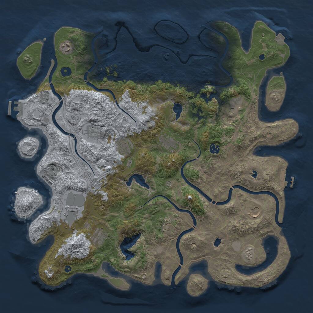 Rust Map: Procedural Map, Size: 4500, Seed: 2064195714, 17 Monuments