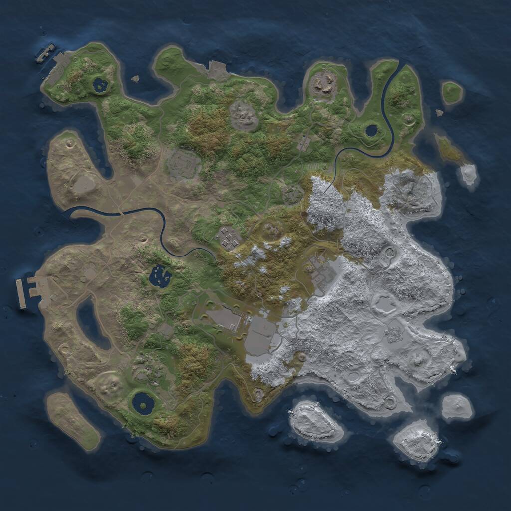 Rust Map: Procedural Map, Size: 3500, Seed: 607879043, 13 Monuments