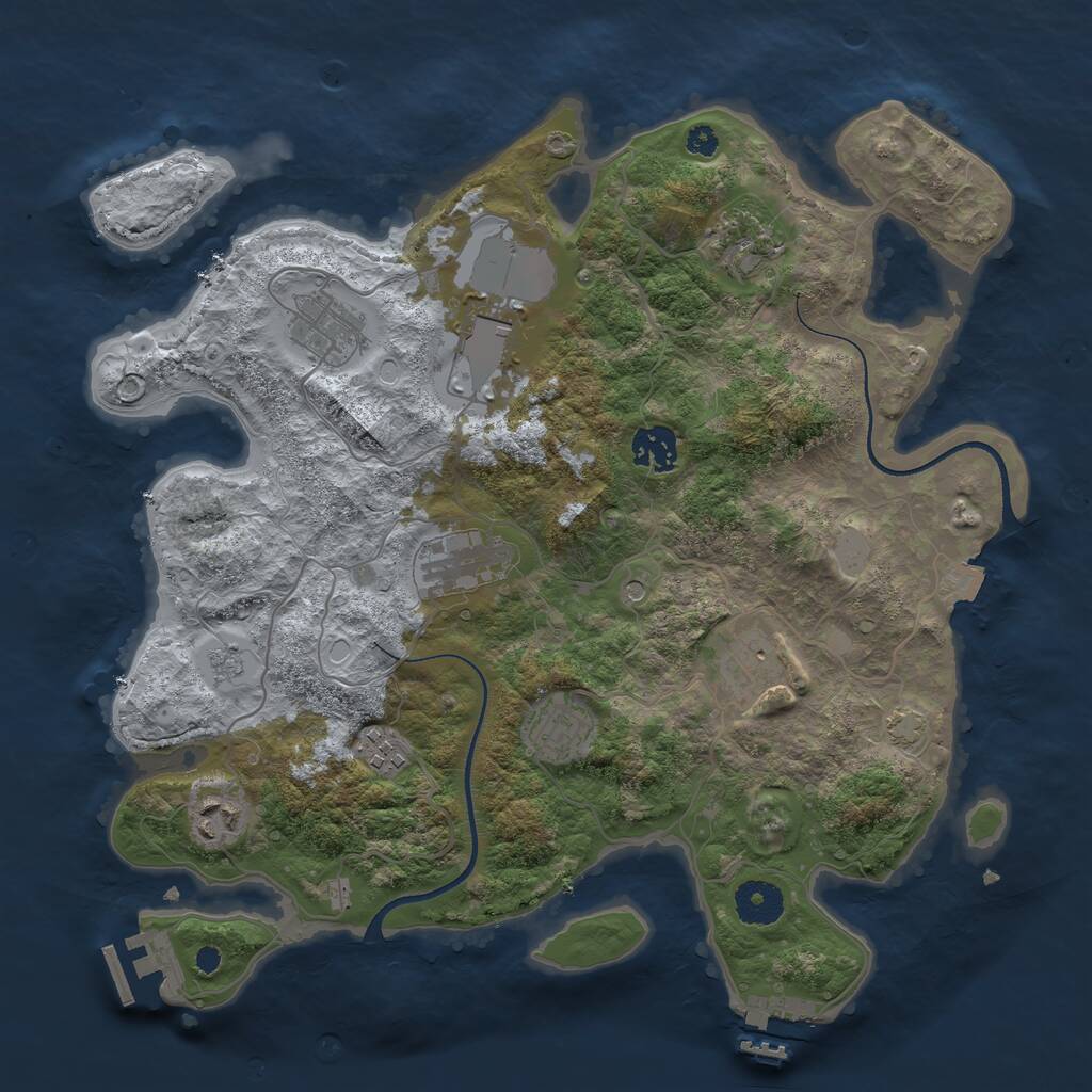 Rust Map: Procedural Map, Size: 3500, Seed: 1247135430, 15 Monuments