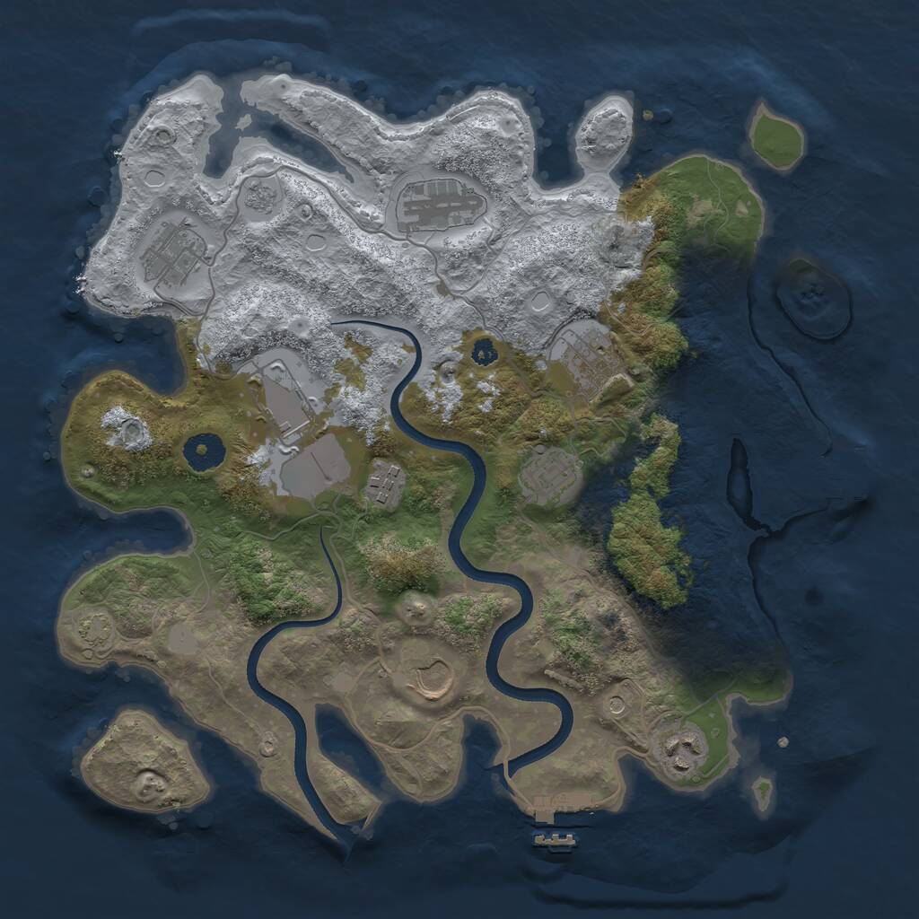 Rust Map: Procedural Map, Size: 3500, Seed: 1995466608, 14 Monuments