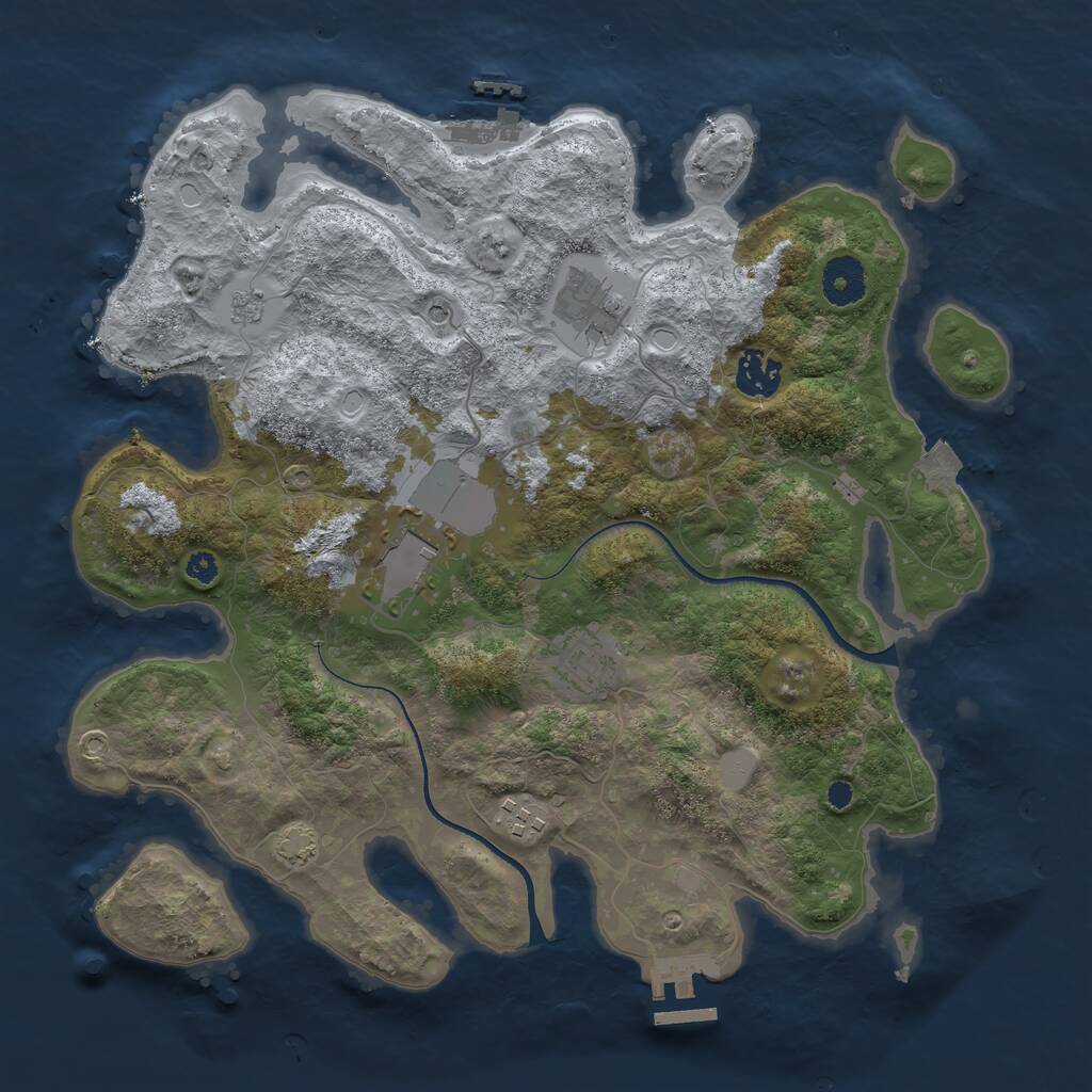 Rust Map: Procedural Map, Size: 3500, Seed: 1995466608, 11 Monuments