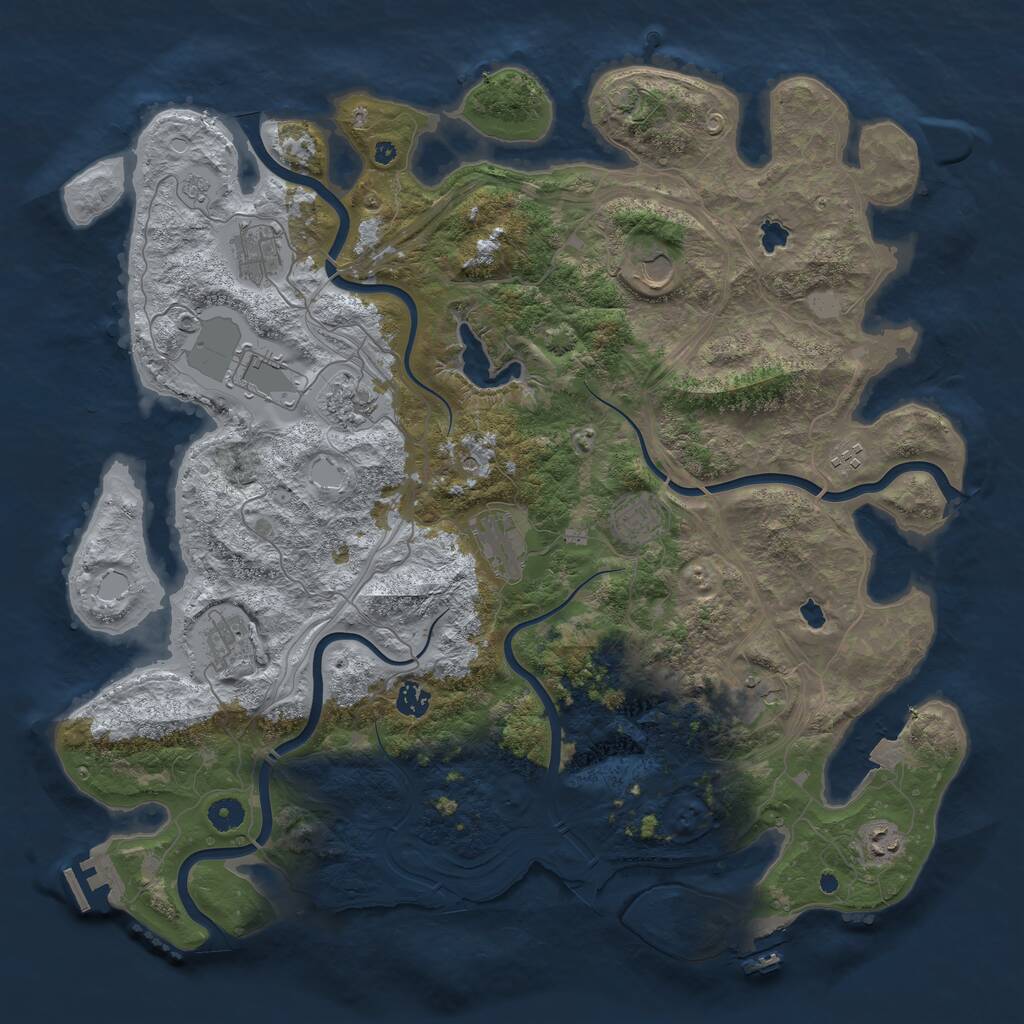 Rust Map: Procedural Map, Size: 4500, Seed: 2071333993, 17 Monuments
