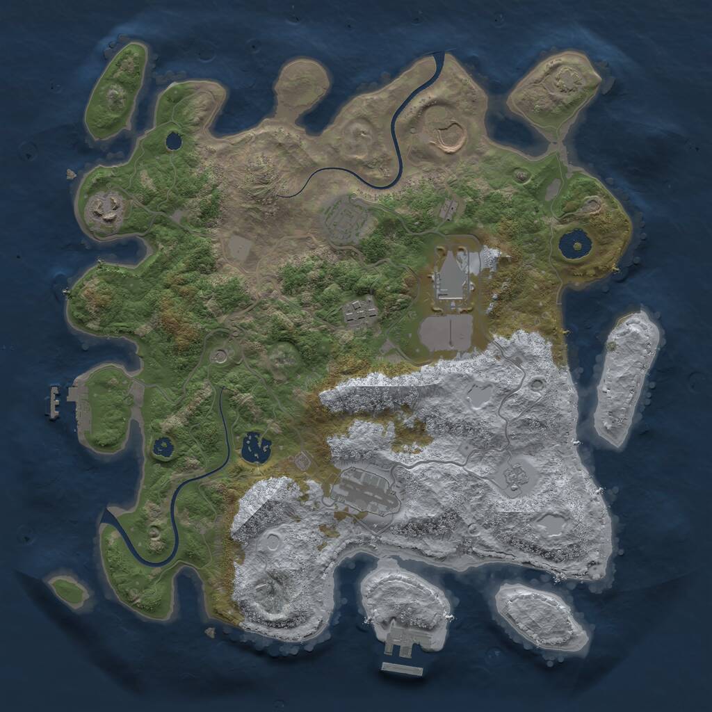 Rust Map: Procedural Map, Size: 3500, Seed: 1191132832, 13 Monuments