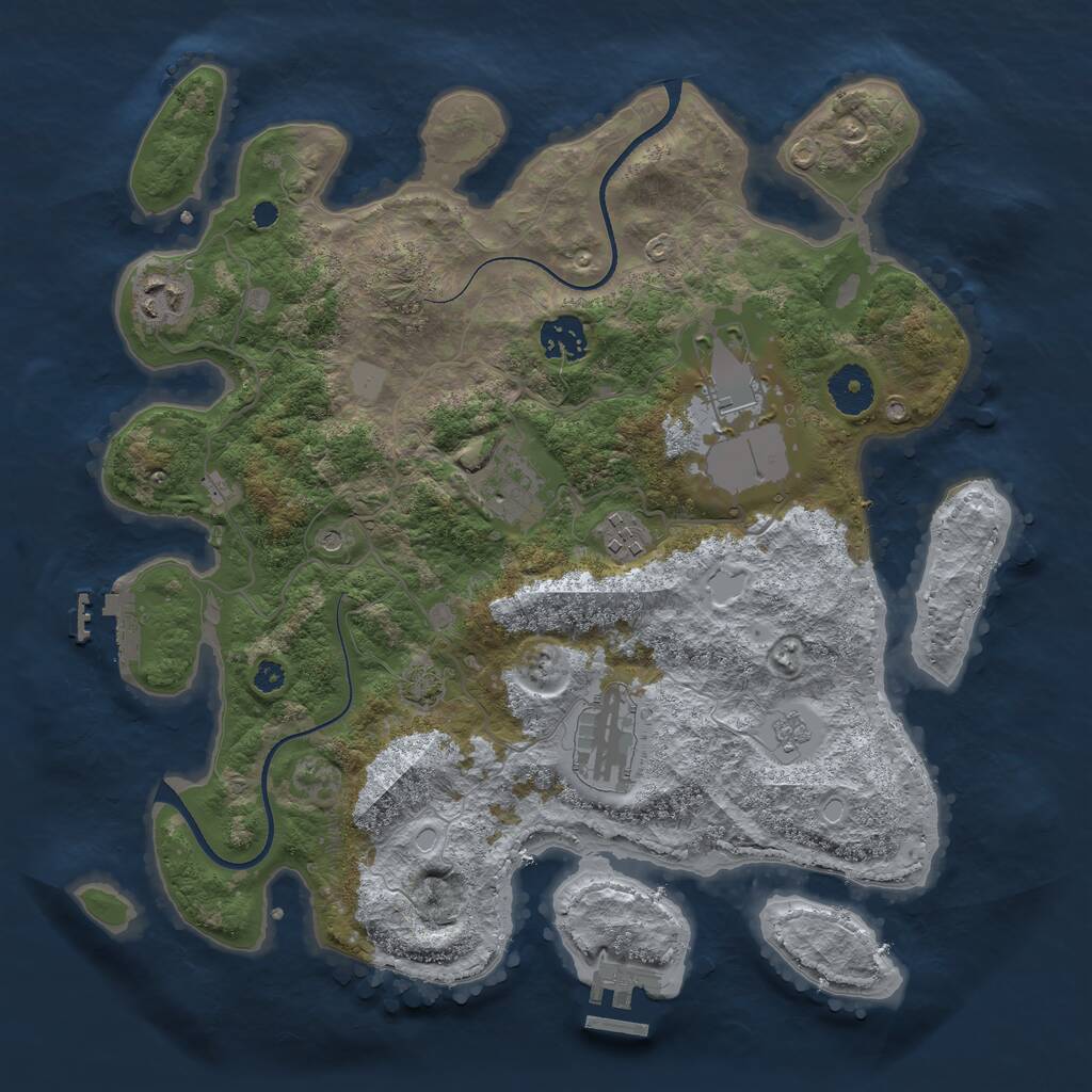 Rust Map: Procedural Map, Size: 3500, Seed: 1191132832, 12 Monuments