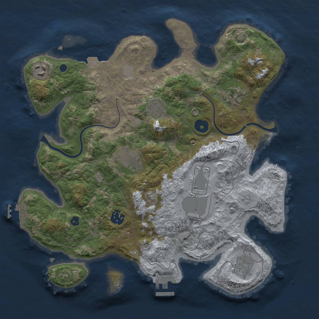 Rust Map: Procedural Map, Size: 3500, Seed: 350770177, 13 Monuments