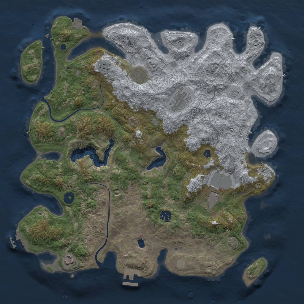 Rust Map: Procedural Map, Size: 4000, Seed: 1030925021, 12 Monuments