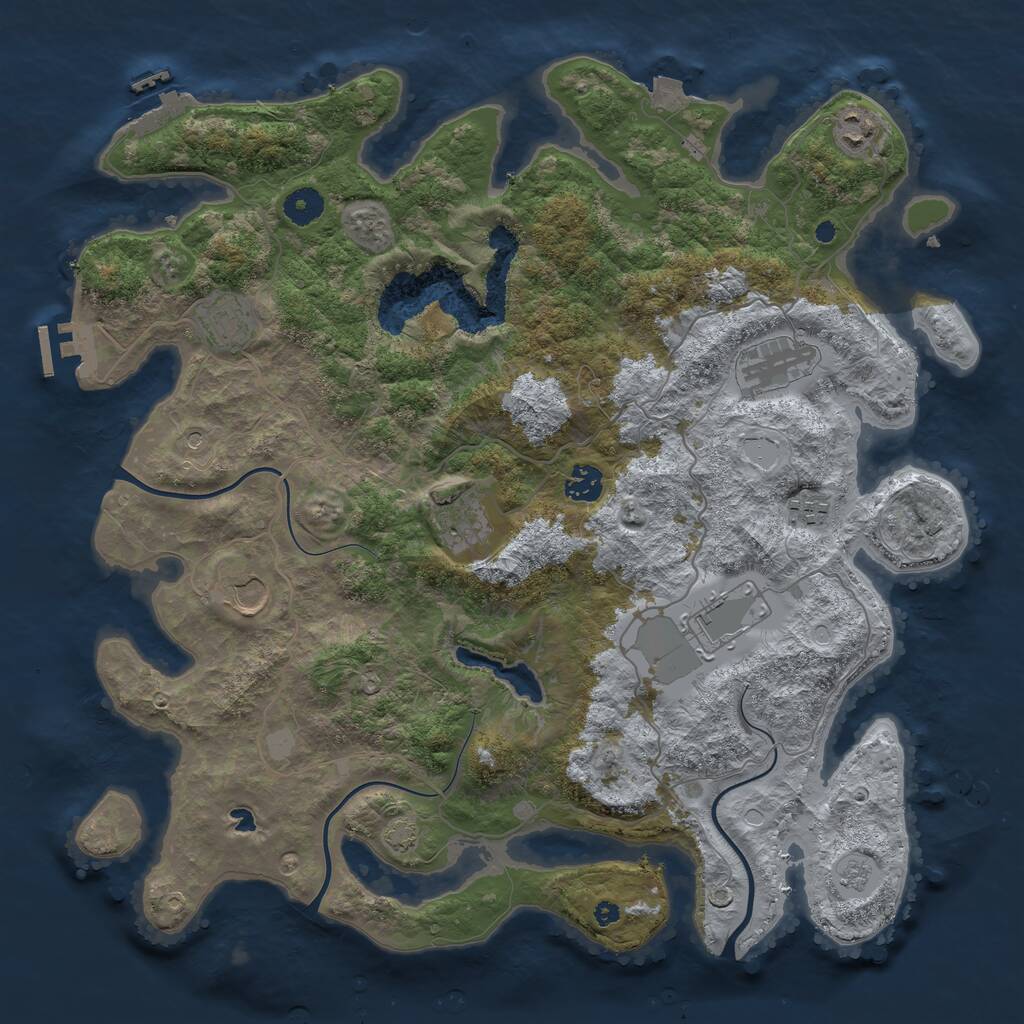 Rust Map: Procedural Map, Size: 4050, Seed: 165900792, 14 Monuments