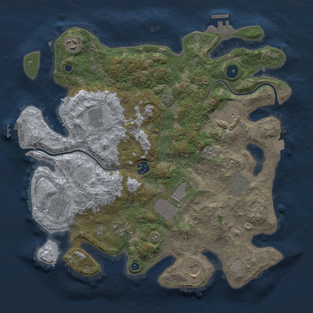 Rust Map: Procedural Map, Size: 3700, Seed: 2009030006, 16 Monuments