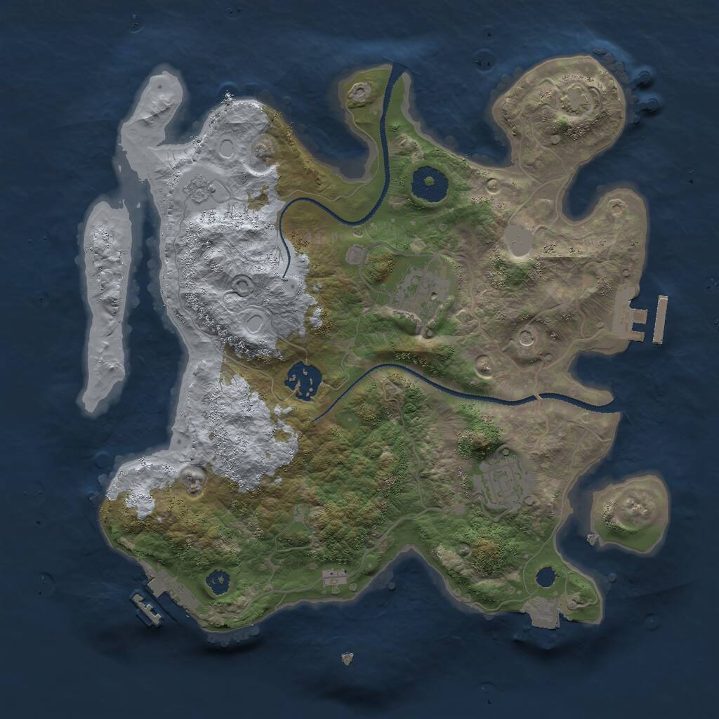 Rust Map: Procedural Map, Size: 3000, Seed: 13380460, 9 Monuments