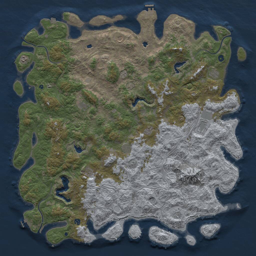 Rust Map: Procedural Map, Size: 6000, Seed: 707344495, 17 Monuments