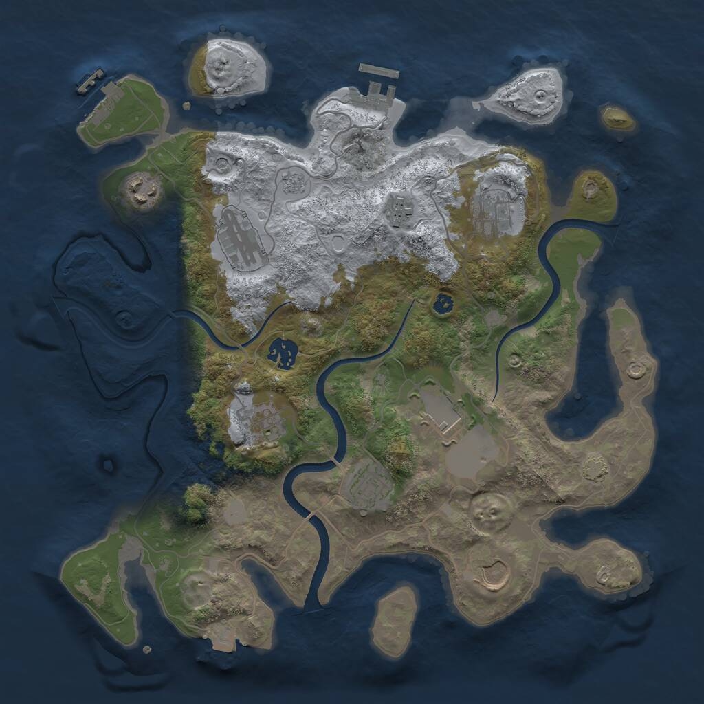 Rust Map: Procedural Map, Size: 3500, Seed: 22869481, 15 Monuments