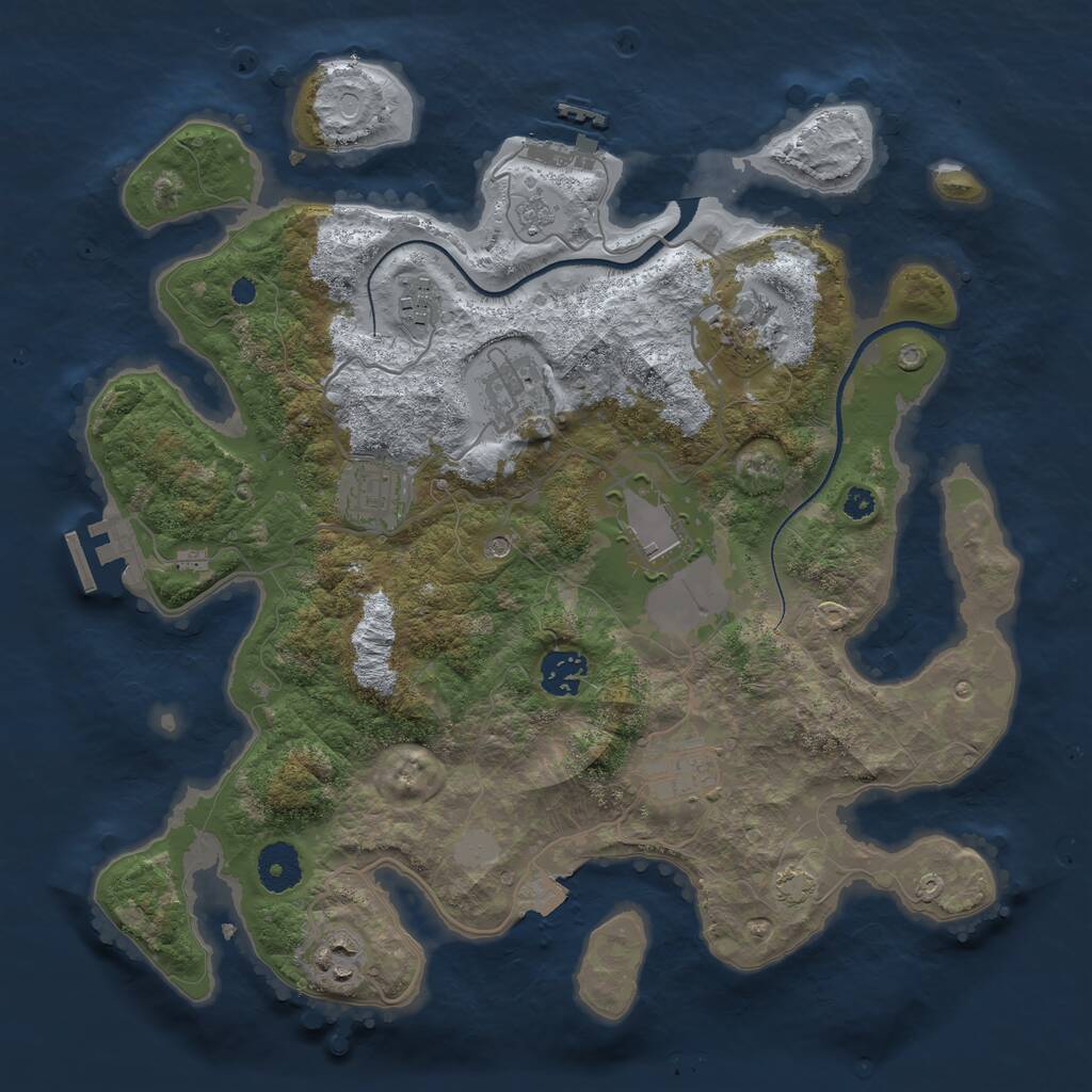 Rust Map: Procedural Map, Size: 3500, Seed: 22869481, 14 Monuments