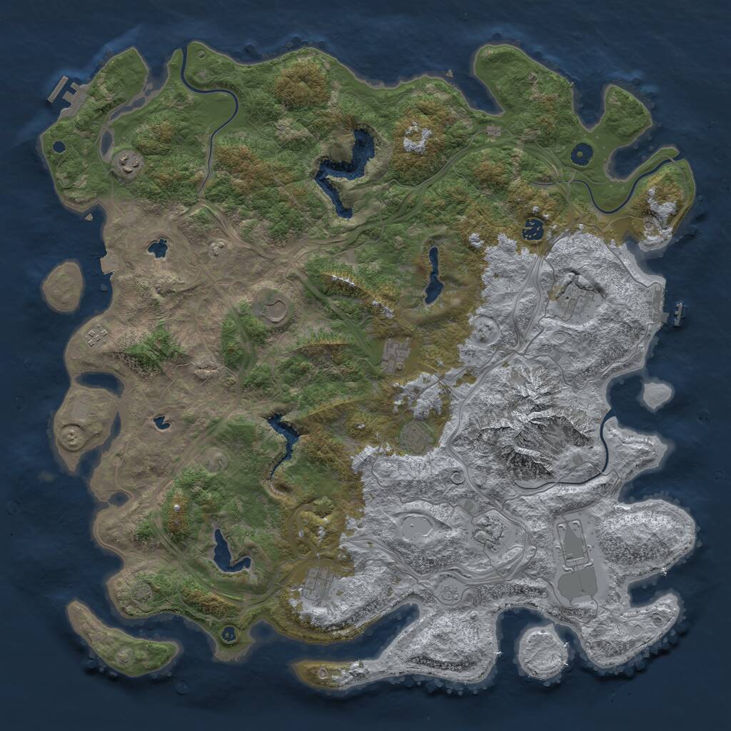 Rust Map: Procedural Map, Size: 5000, Seed: 576748, 16 Monuments