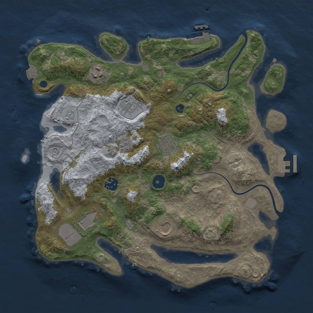 Rust Map: Procedural Map, Size: 3600, Seed: 56256835, 13 Monuments