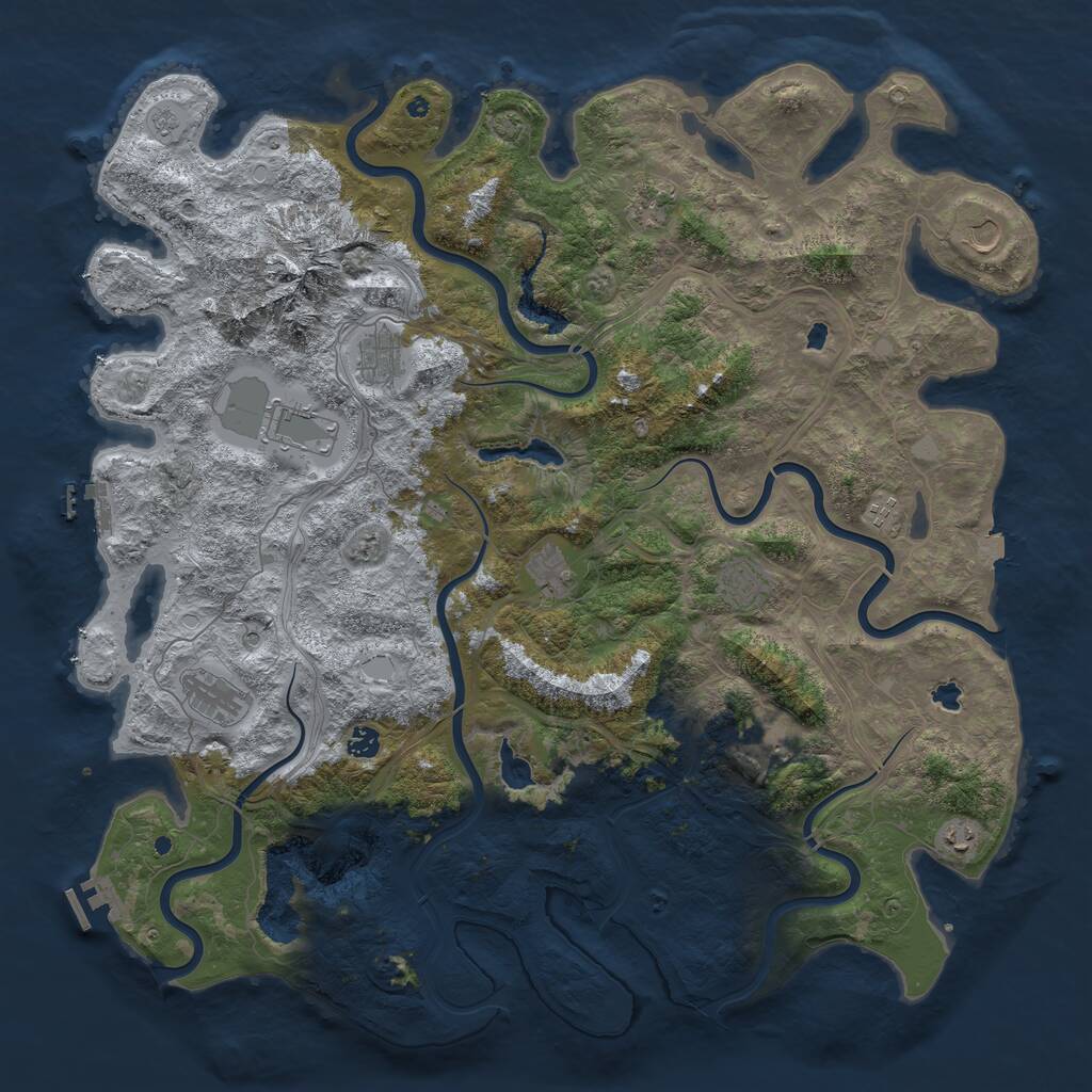 Rust Map: Procedural Map, Size: 5000, Seed: 2005124350, 17 Monuments