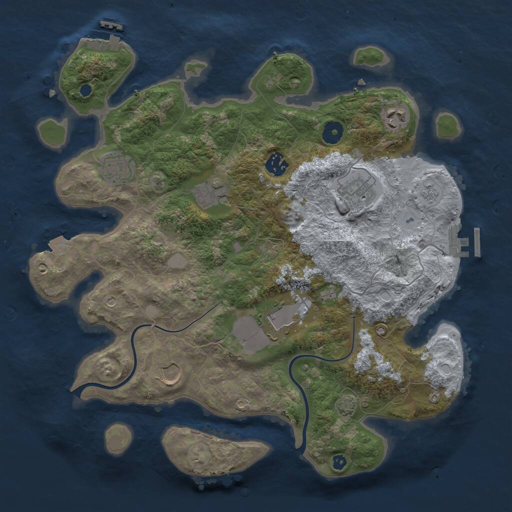 Rust Map: Procedural Map, Size: 3500, Seed: 1175193591, 13 Monuments