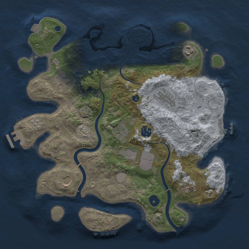 Rust Map: Procedural Map, Size: 3500, Seed: 1175193591, 15 Monuments