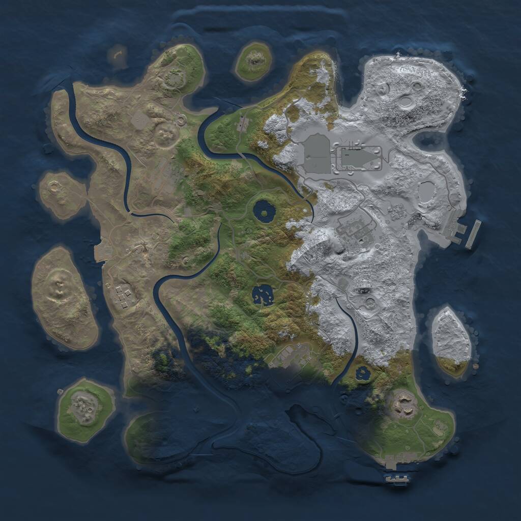 Rust Map: Procedural Map, Size: 3500, Seed: 491099953, 13 Monuments
