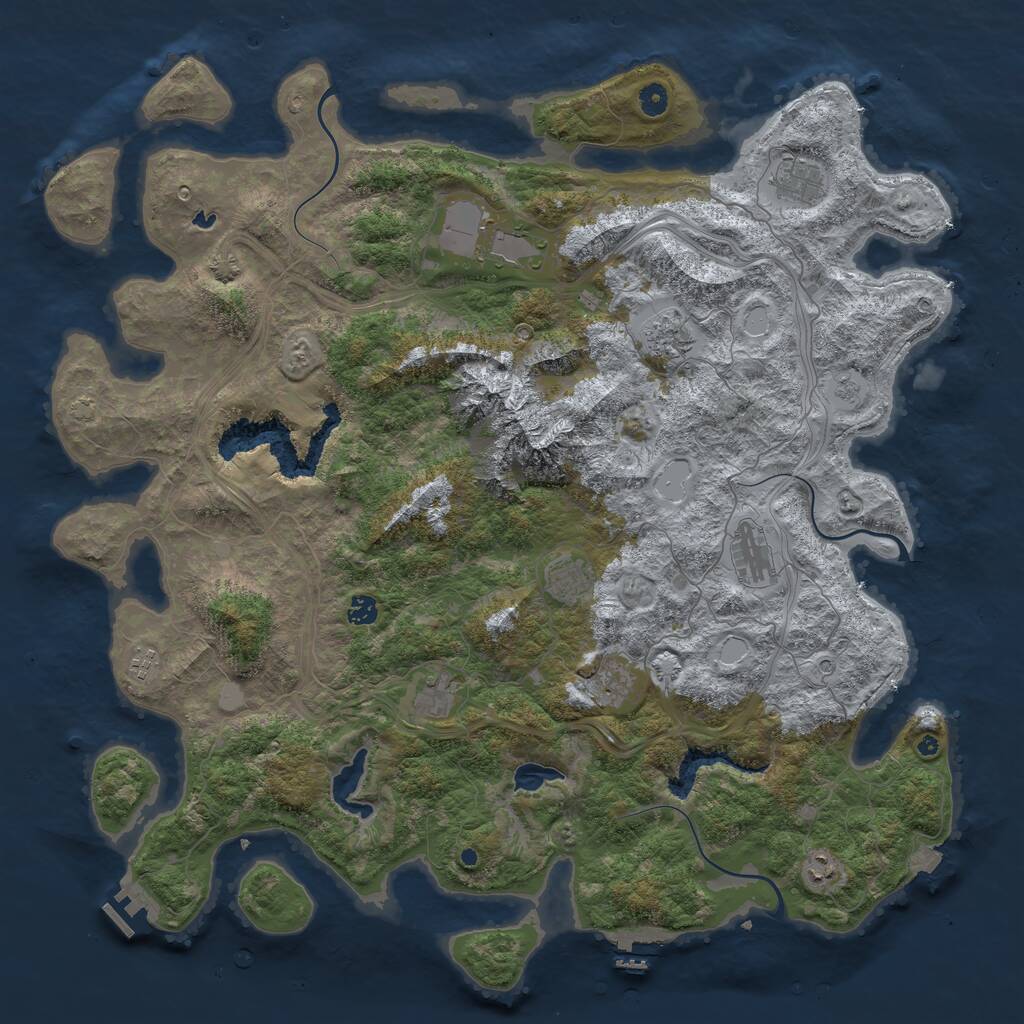 Rust Map: Procedural Map, Size: 5000, Seed: 325599, 16 Monuments