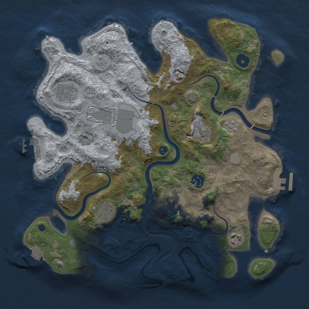 Rust Map: Procedural Map, Size: 3500, Seed: 1810912580, 14 Monuments