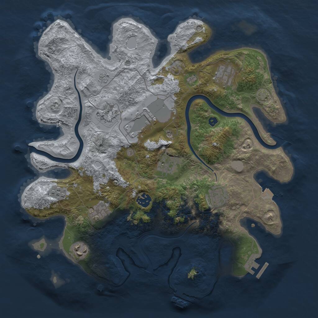 Rust Map: Procedural Map, Size: 3500, Seed: 1791674437, 15 Monuments
