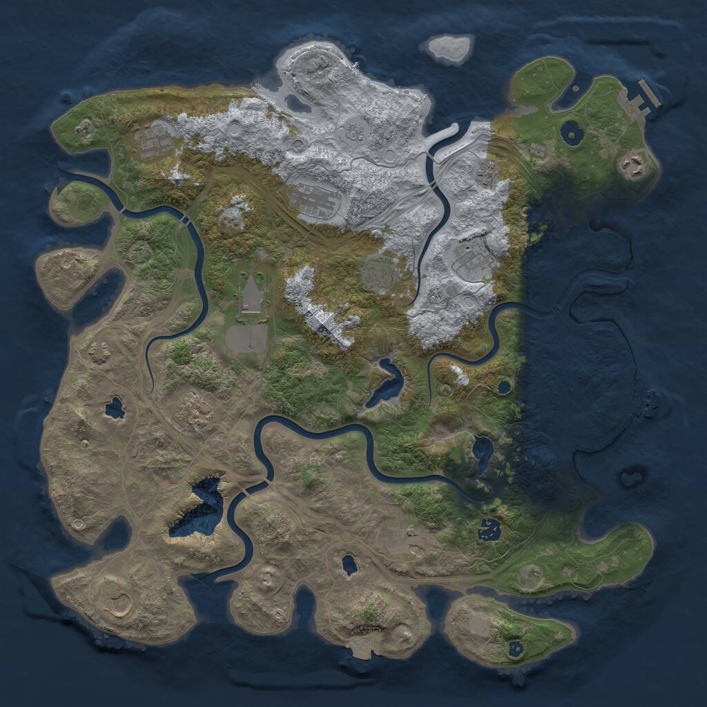 Rust Map: Procedural Map, Size: 4500, Seed: 1137179946, 17 Monuments