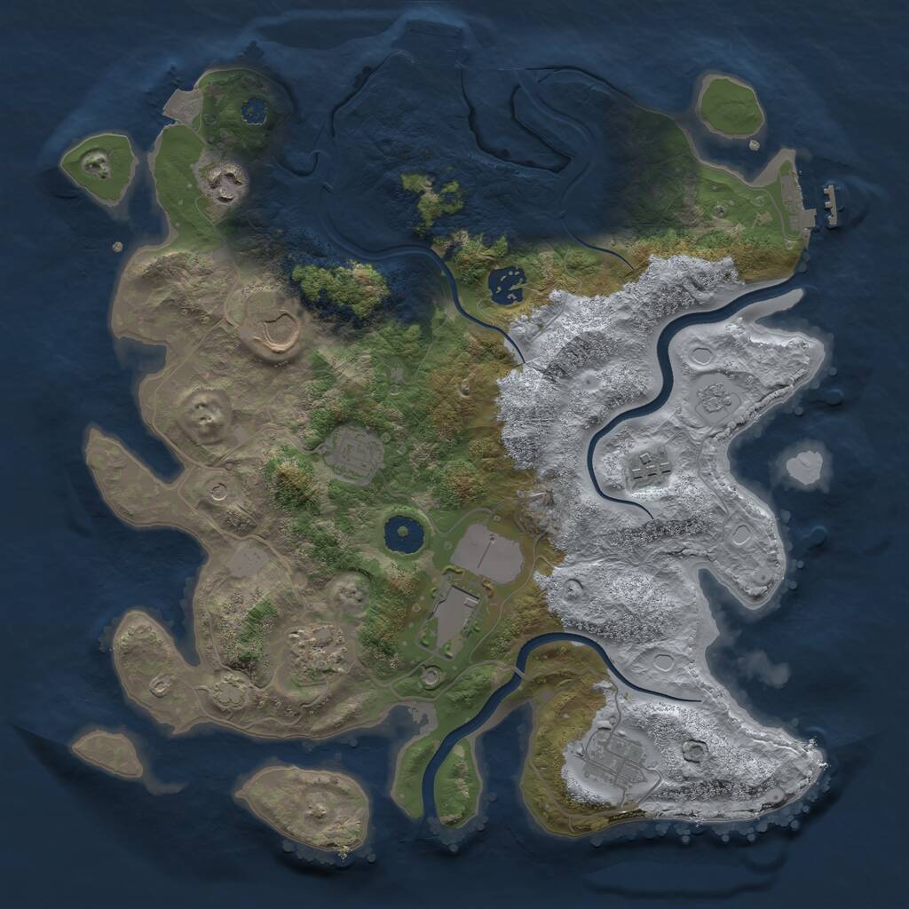 Rust Map: Procedural Map, Size: 3500, Seed: 51692360, 14 Monuments