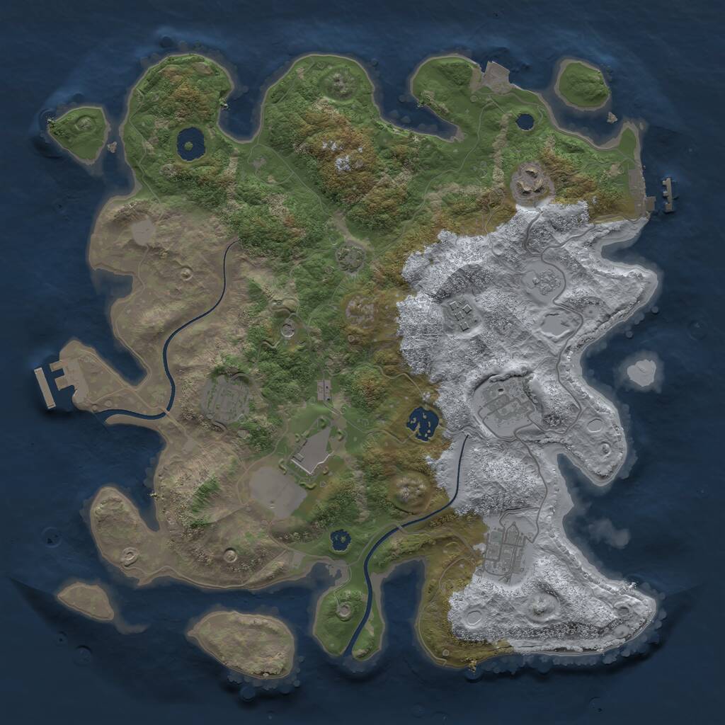 Rust Map: Procedural Map, Size: 3500, Seed: 51692360, 13 Monuments