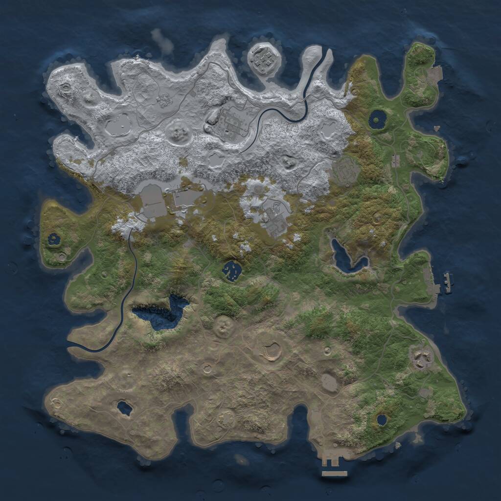 Rust Map: Procedural Map, Size: 4000, Seed: 739066693, 14 Monuments