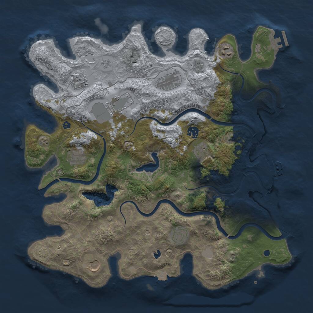 Rust Map: Procedural Map, Size: 4000, Seed: 739066693, 16 Monuments