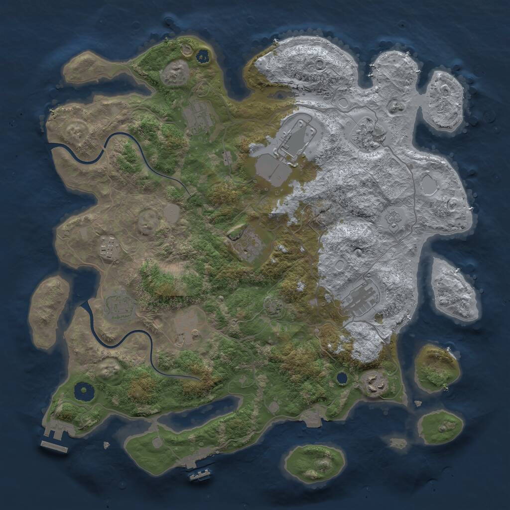 Rust Map: Procedural Map, Size: 3800, Seed: 119636992, 14 Monuments