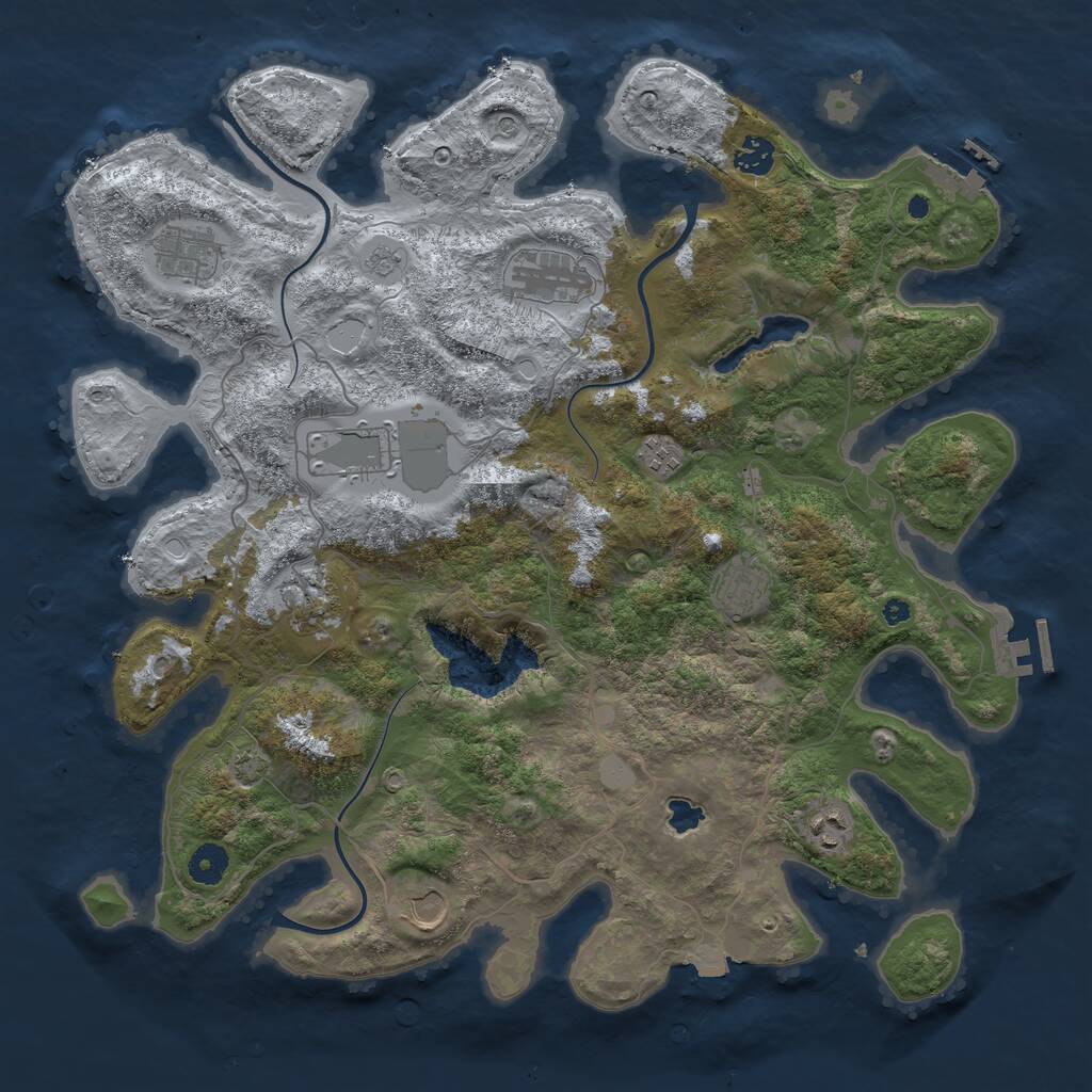 Rust Map: Procedural Map, Size: 4096, Seed: 2037408120, 15 Monuments