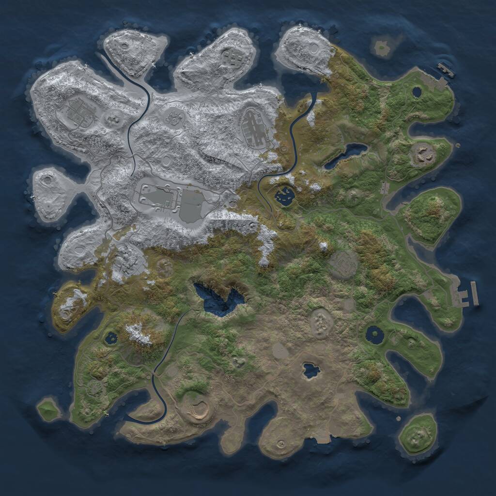 Rust Map: Procedural Map, Size: 4096, Seed: 2037408120, 15 Monuments