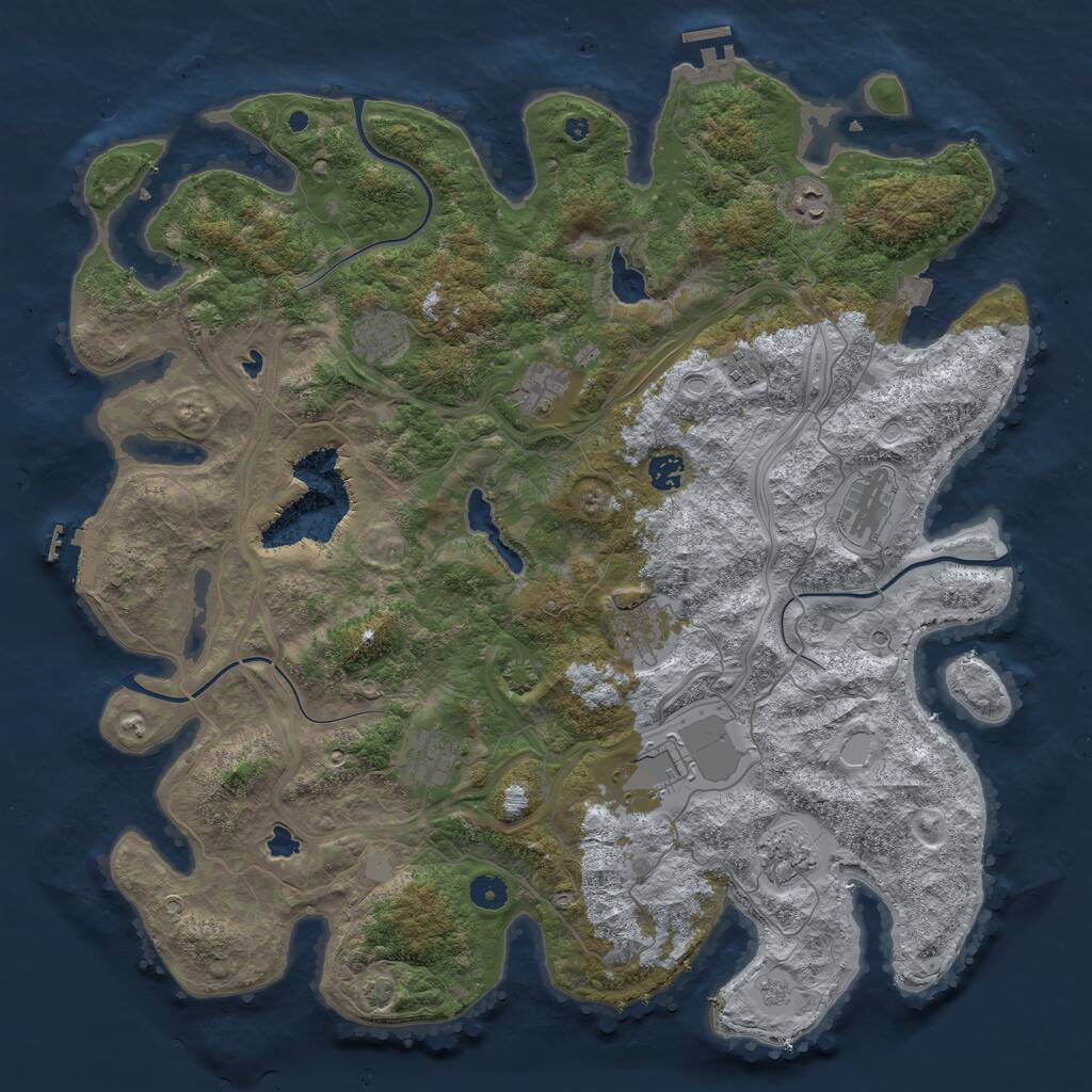Rust Map: Procedural Map, Size: 4500, Seed: 162390587, 16 Monuments
