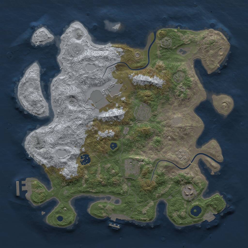 Rust Map: Procedural Map, Size: 3500, Seed: 1147507534, 12 Monuments