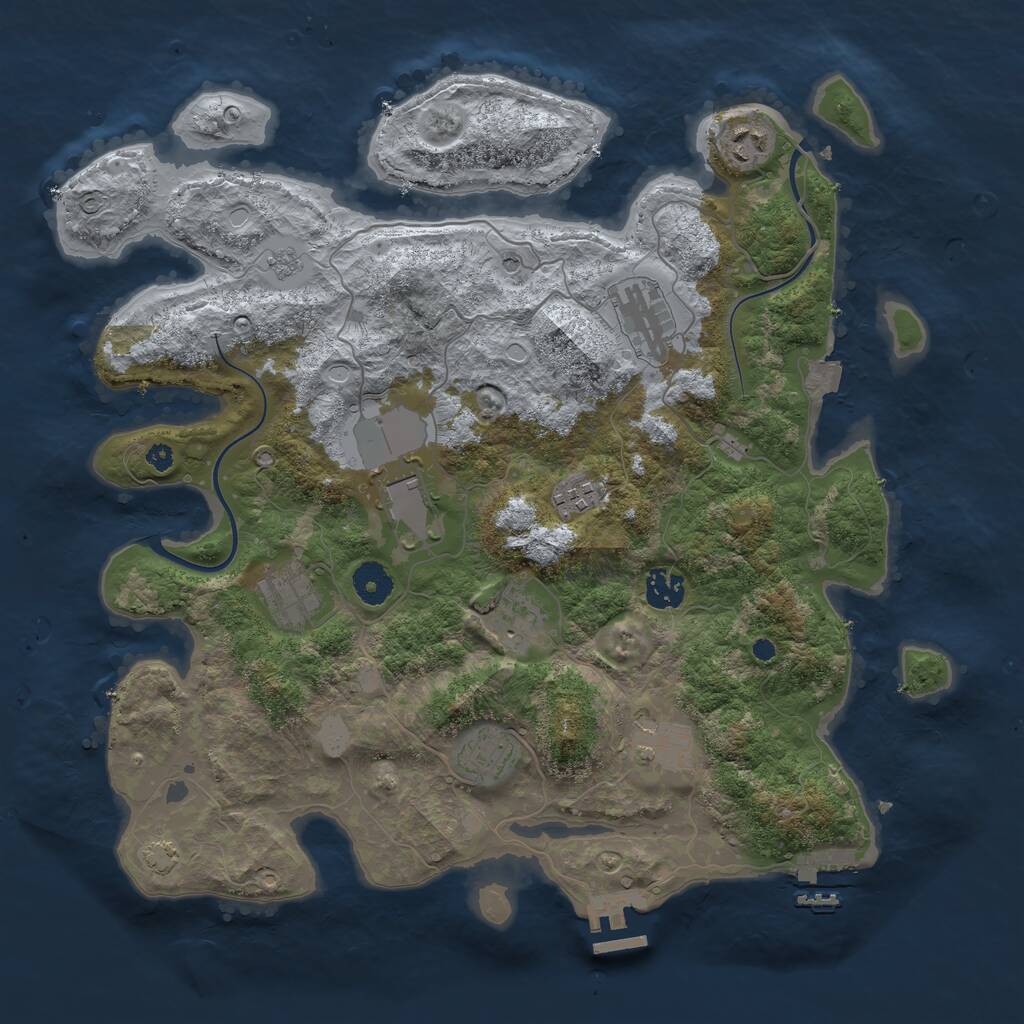 Rust Map: Procedural Map, Size: 3800, Seed: 642460128, 15 Monuments