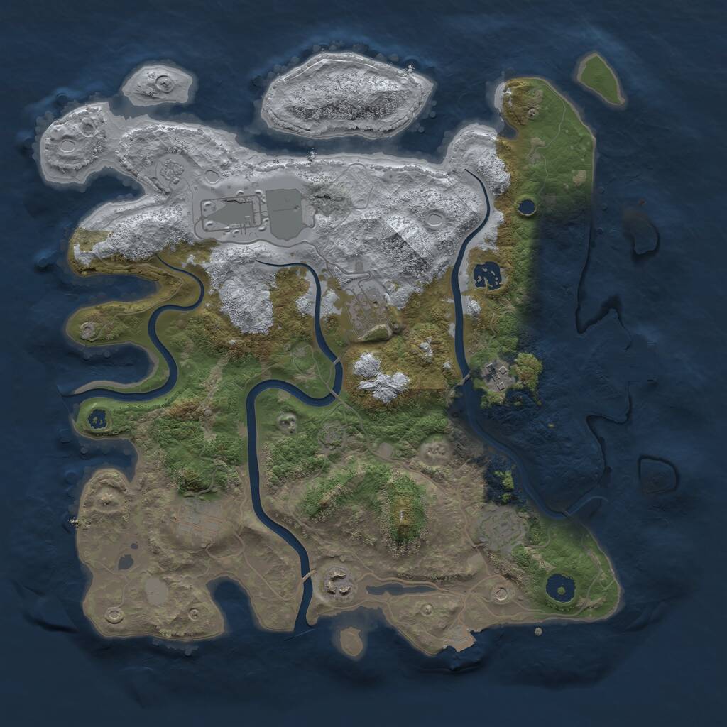 Rust Map: Procedural Map, Size: 3800, Seed: 642460128, 12 Monuments