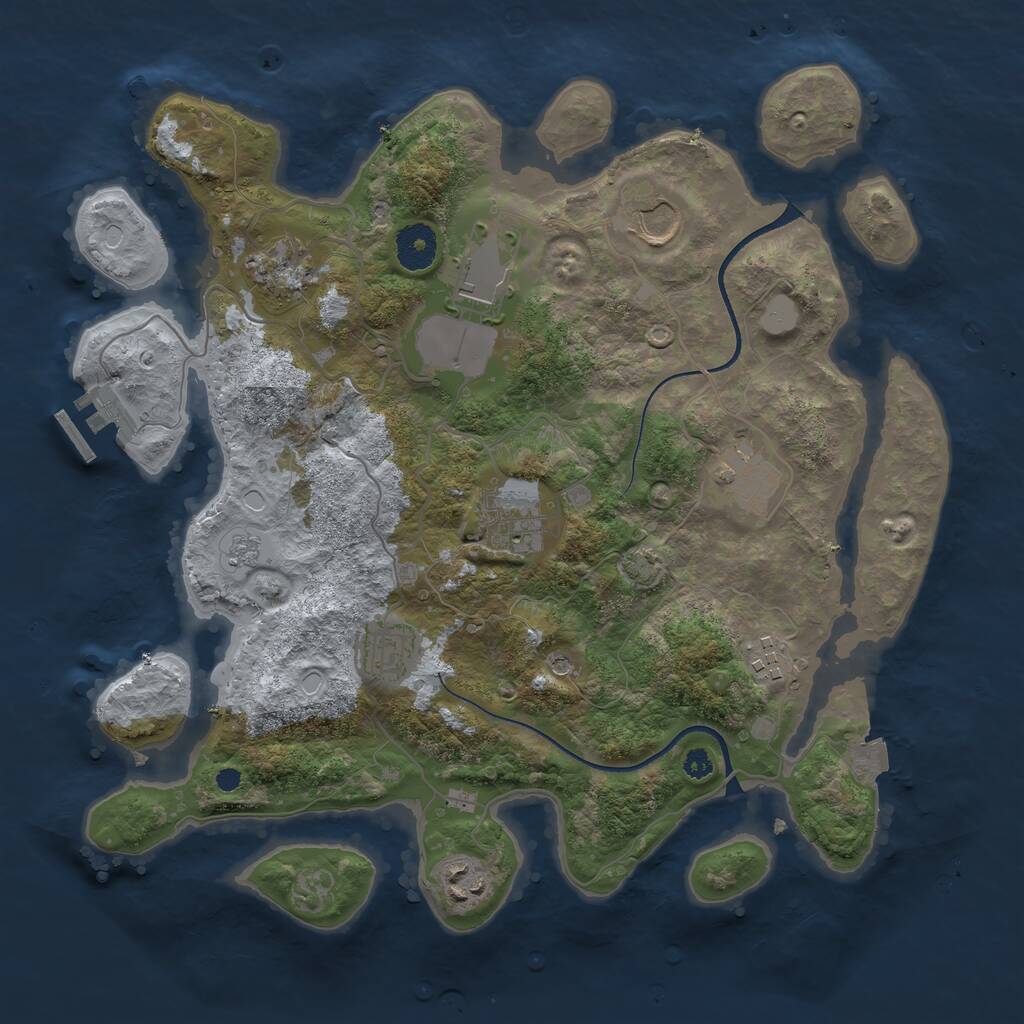 Rust Map: Procedural Map, Size: 3500, Seed: 1373612830, 13 Monuments