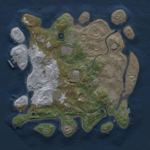 Thumbnail Rust Map: Procedural Map, Size: 3500, Seed: 1373612830, 13 Monuments