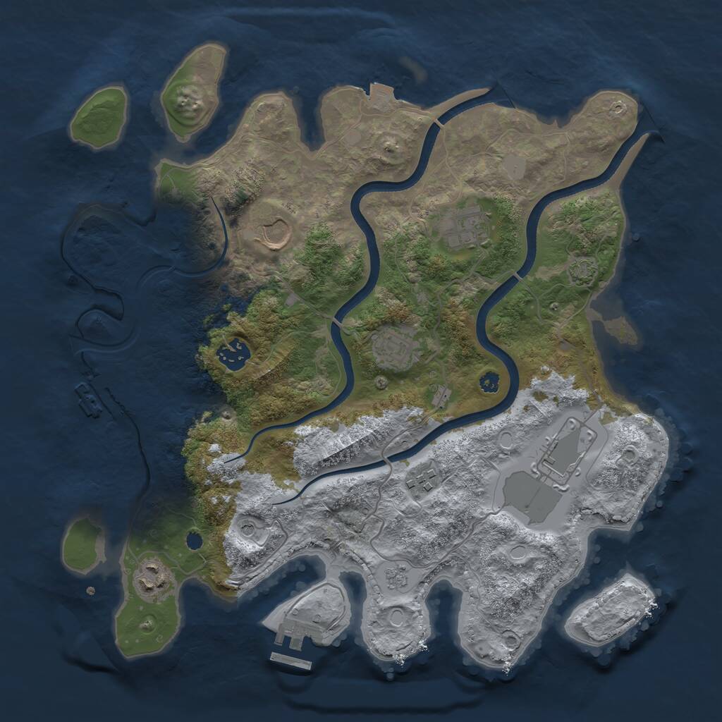 Rust Map: Procedural Map, Size: 3500, Seed: 162621027, 13 Monuments