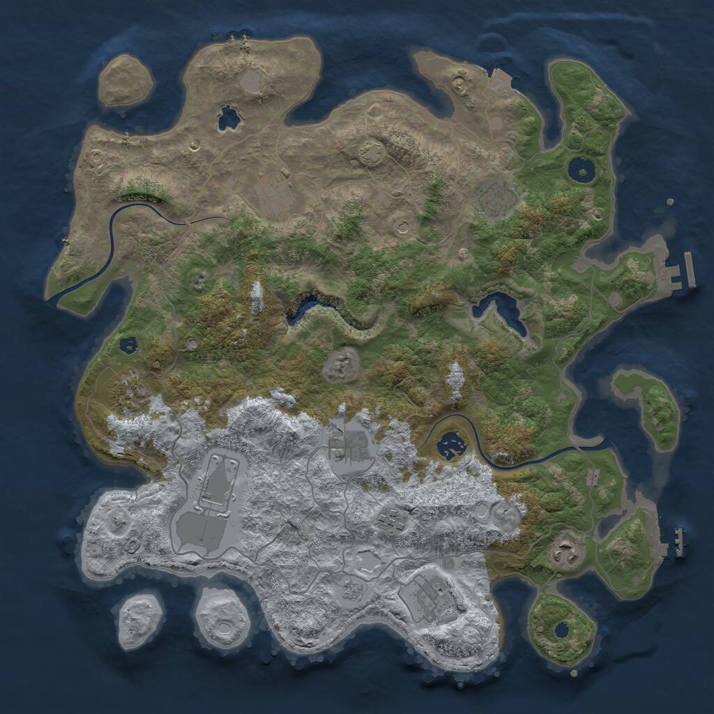 Rust Map: Procedural Map, Size: 4000, Seed: 1300000, 15 Monuments